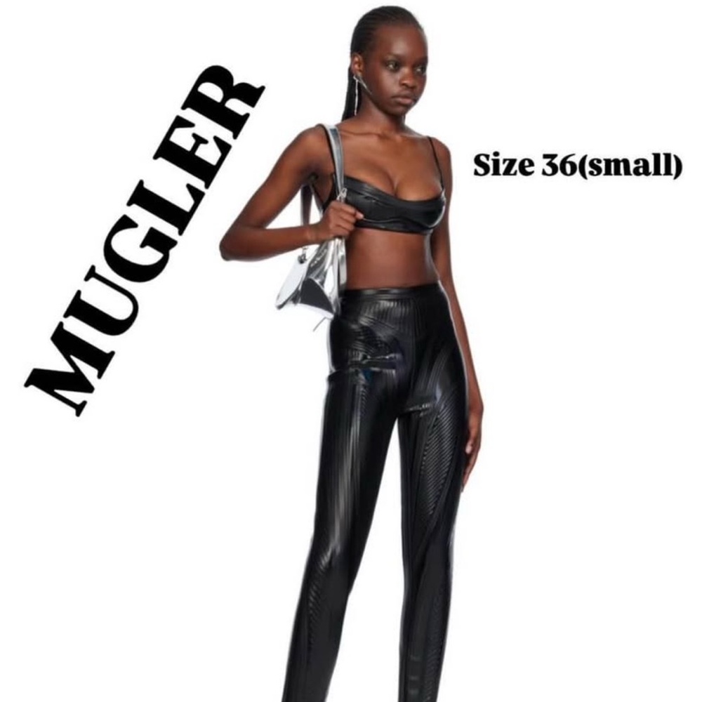 Mugler Black Skinny Pants with Luxurious Glossy Finish